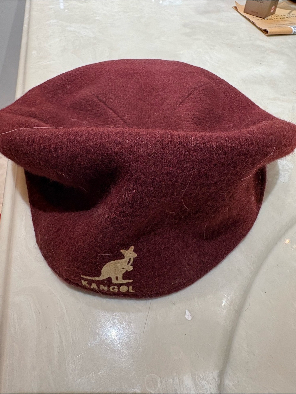 Kangol Maroon Wool Driver Cap with Logo